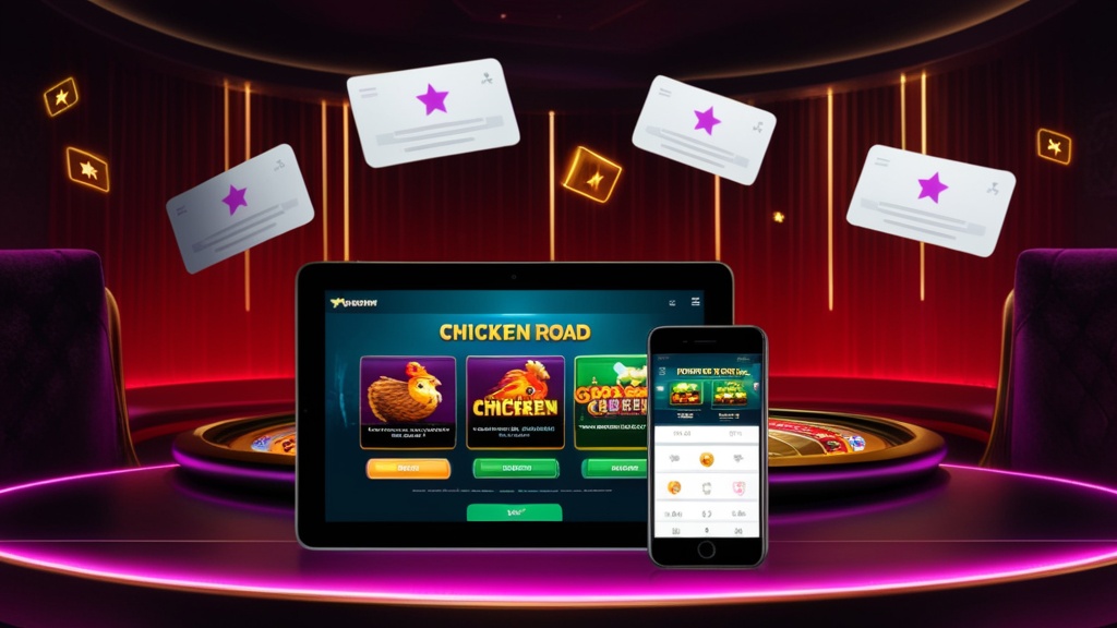Dispositivi mobili e card di recensione per Chicken Road in stile casinò