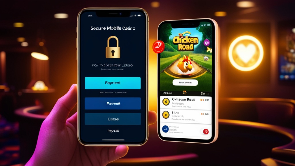 Schermata mobile sicura con pagamenti e supporto per Chicken Road