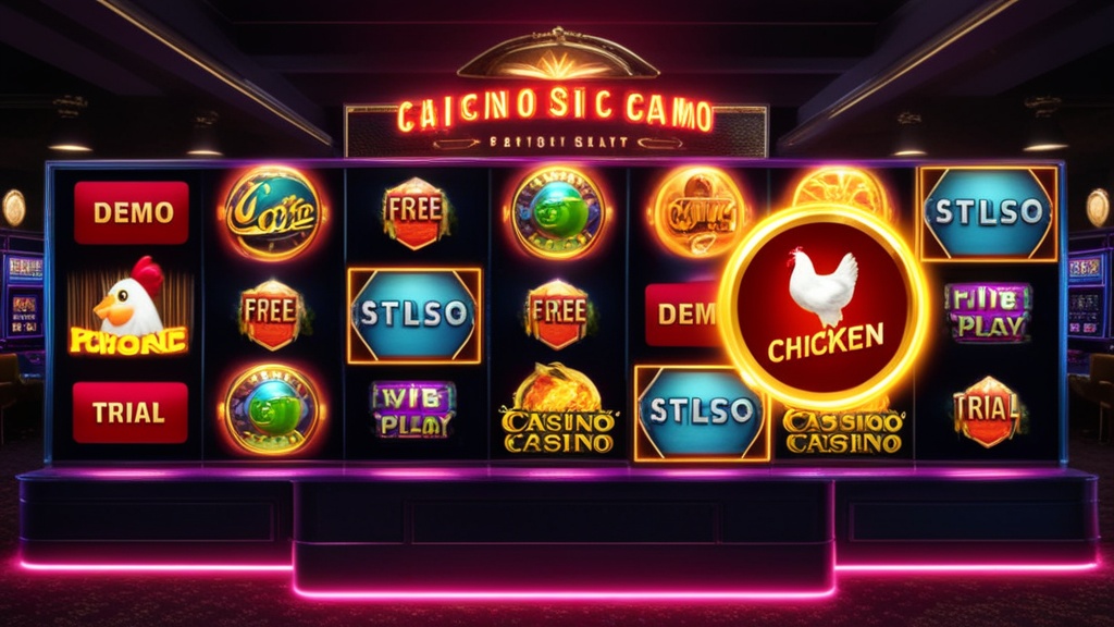 Lobby casino con etichette diverse per la demo di Chicken Road